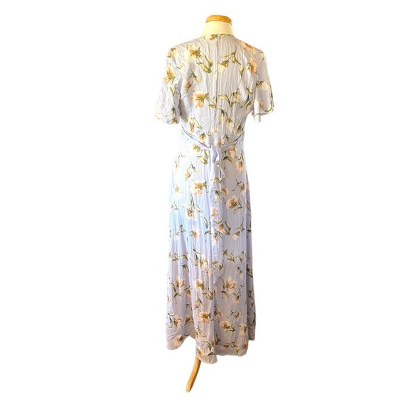 Sold Womens Vintage Blue Floral Promesa Wrap Dress Womens M - Picture 6 of 9